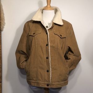Vintage Tan Corduroy Jacket with Cream Collar